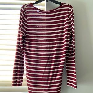 Old Navy Maroon and white Stripped Top
